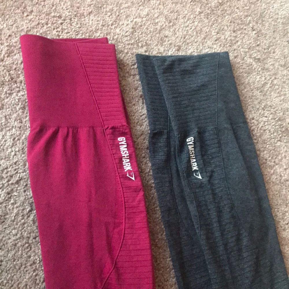 Two pairs of high-rise cropped GymShark leggings